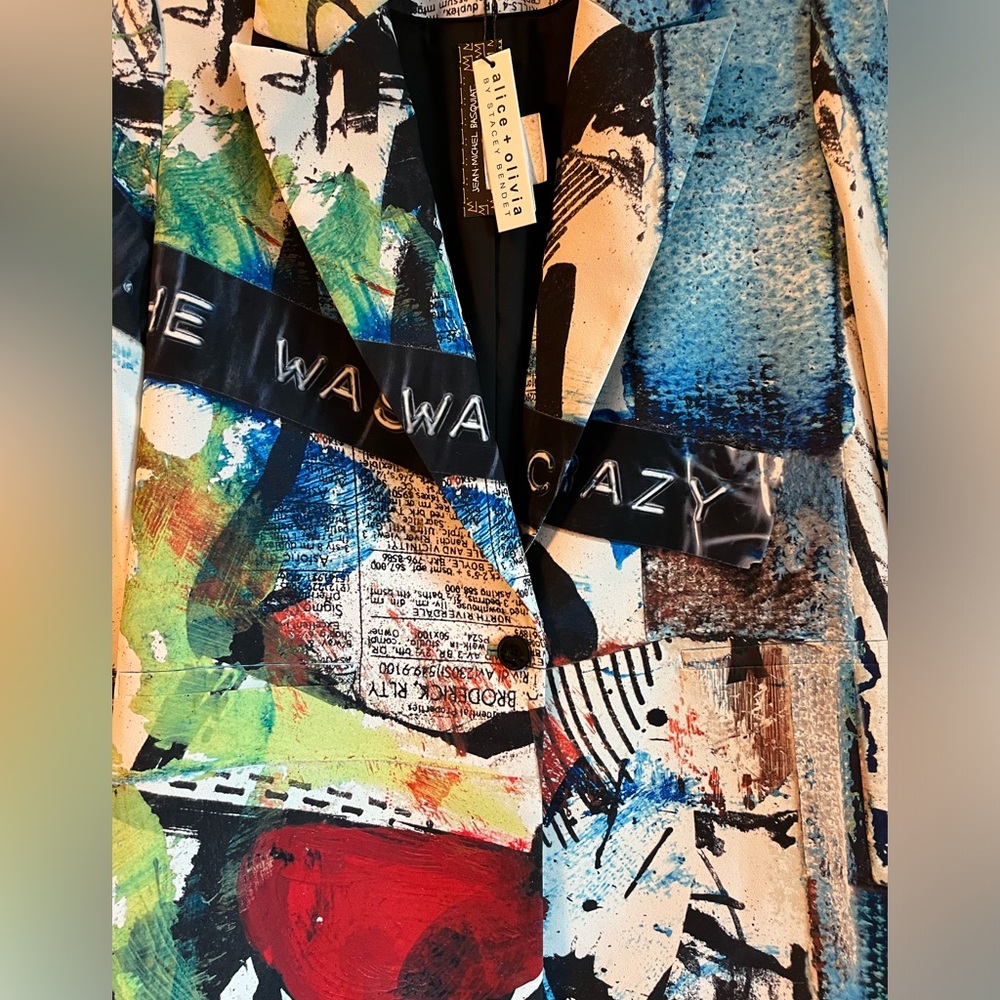 Alice + Olivia Graffiti X Basquiat CONFIDENTIAL Blazer NWT 8-10 Medium HOST PICK - Picture 10 of 12